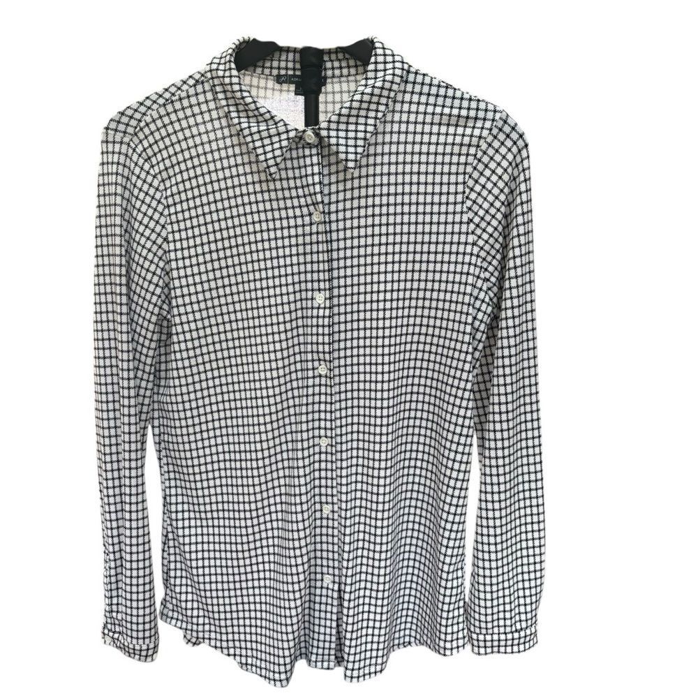 Adrianne Papell Stretch Black & White Checkered Button Up Women’s Size Sm Shirt